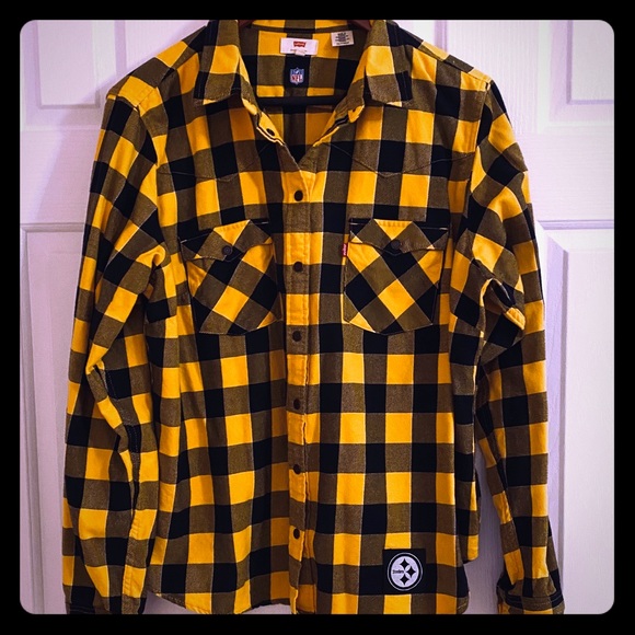 Levi S Tops Levis Nfl Steelers Black Yellow Womens Flannel
